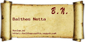Balthes Netta névjegykártya